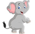 Cartoon funny elephant isolated on white background