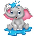 Cartoon funny elephant spraying water Royalty Free Stock Photo