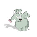 Cartoon funny elephant. Vector illustration on a white background with shadow
