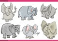 cartoon funny elephants comic characters set