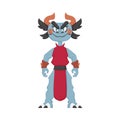 Cartoon funny and fabulous Chinese dragon warrior. Cartoon style