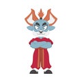 Cartoon funny and fabulous Chinese dragon warrior. Cartoon style