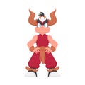 Cartoon funny and fabulous Chinese warrior girl. Cartoon style