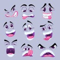 Cartoon funny faces with different expressions vector collection Royalty Free Stock Photo