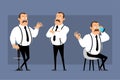 Cartoon funny fat office man character vector set Royalty Free Stock Photo