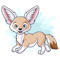 Cartoon funny fennec fox isolated on white background