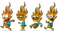 Cartoon funny fire character vector icon set