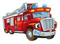 Cartoon funny firetruck - isolated Royalty Free Stock Photo