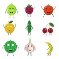 Cartoon funny fruit and vegetables