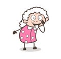 Cartoon Funny Grandmother Teasing Vector Illustration