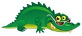 Cartoon funny green crocodile in sun glasses