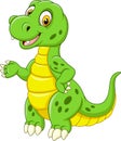 Cartoon funny green dinosaur