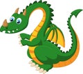 Cartoon funny green dragon