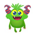 Cartoon funny green gremlin or troll monster