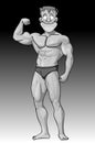 Cartoon funny guy beefy bodybuilder Royalty Free Stock Photo