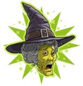 Cartoon funny halloween dead zombie monster witch