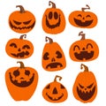 Cartoon funny halloween jack-o-lanterns set isolated. Vector illustration Royalty Free Stock Photo