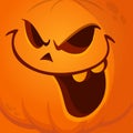 Cartoon funny  Halloween pumpkin head with scary face expression. Vector illustration of jack-o-lantern monster character design Royalty Free Stock Photo