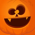 Cartoon funny  Halloween pumpkin head with scary face expression. Vector illustration of jack-o-lantern monster character design Royalty Free Stock Photo