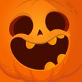 Cartoon funny  Halloween pumpkin head with scary face expression. Vector illustration of jack-o-lantern monster character design Royalty Free Stock Photo