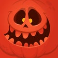 Cartoon funny  Halloween pumpkin head with scary face expression. Vector illustration of jack-o-lantern monster character design Royalty Free Stock Photo