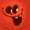 Cartoon funny  Halloween pumpkin head with scary face expression. Vector illustration of jack-o-lantern monster character design Royalty Free Stock Photo