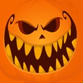 Cartoon funny  Halloween pumpkin head with scary face expression. Vector illustration of jack-o-lantern monster character design Royalty Free Stock Photo