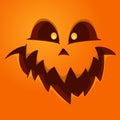 Cartoon funny Halloween pumpkin head with scary face expression. Vector illustration of jack-o-lantern monster character