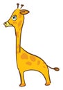 Cartoon funny happy giraffe set on isolated white background viewed from the side vector or color illustration Royalty Free Stock Photo