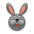 Cartoon funny hare gray muzzle children`s illustration vector