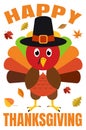 Happy Thanksgiving Day funny cartoon illustration