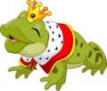 Cartoon funny king frog king blowing a kiss Royalty Free Stock Photo