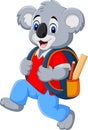 Cartoon funny koala with backpack