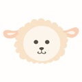 Cartoon funny lamb stands isolated on a white background, vector illustration.