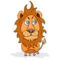 Cartoon funny lion, painted character, isolated on white background, vector drawing Royalty Free Stock Photo