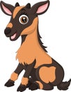 Cartoon funny little goat sitting