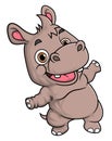 Cartoon funny little hippopotamus posing