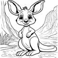 Cartoon of Funny Little Kangaroo Coloring Book