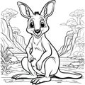 Cartoon of Funny Little Kangaroo Coloring Book