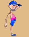 Cartoon funny long nosed man in sportswear