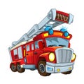 Cartoon funny looking fireman truck Royalty Free Stock Photo