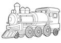 Cartoon funny looking steam train - vector coloring page - isolated