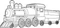 Cartoon funny looking steam train - vector coloring page - isolated