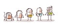 Cartoon funny Male Characters and Human Evolution Royalty Free Stock Photo