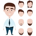 Cartoon funny man with haircuts set Royalty Free Stock Photo