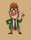 Cartoon funny man in a suit and in round glasses Royalty Free Stock Photo