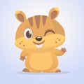 Cartoon funny marmot waving with smile and blink. Vector illustration. Royalty Free Stock Photo