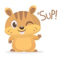 Cartoon funny marmot waving with smile and blink. Vector illustration. Royalty Free Stock Photo