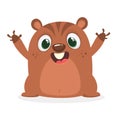 Cartoon funny marmot waving with smile. Vector illustration. Royalty Free Stock Photo