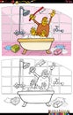 Cartoon funny monkey in bath coloring book page